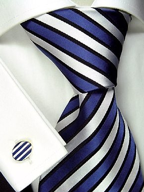 Seidenkrawatte blau mit Streifenmuster, Artikel 1043