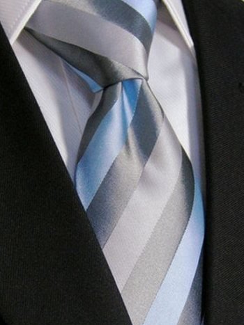 Silk tie blue striped, article 1661, view 2