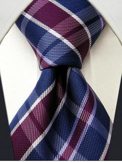Silk tie blue with grid pattern, article 1471, view 2