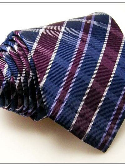 Silk tie blue with grid pattern, article 1471, view 3