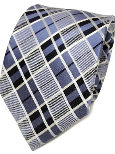Silk tie blue with grid pattern, article 1517, view 2