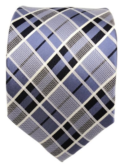 Silk tie blue with grid pattern, article 1517, view 3