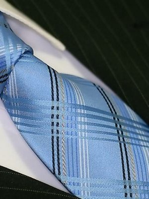 Silk tie blue with grid pattern, article 1654, view 3
