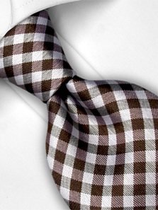 Silk tie brown with grid pattern, article 1467, view 2
