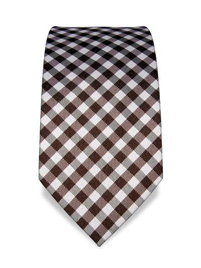 Silk tie brown with grid pattern, article 1467, view 3