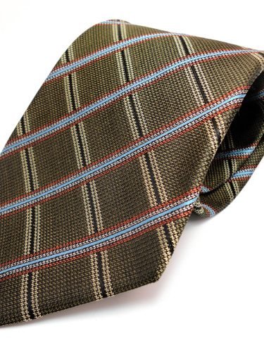Silk tie brown with grid pattern, article 1556, view 2