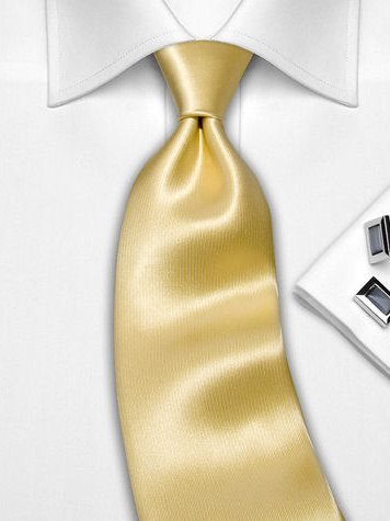 Silk tie champagne solid, article 1348