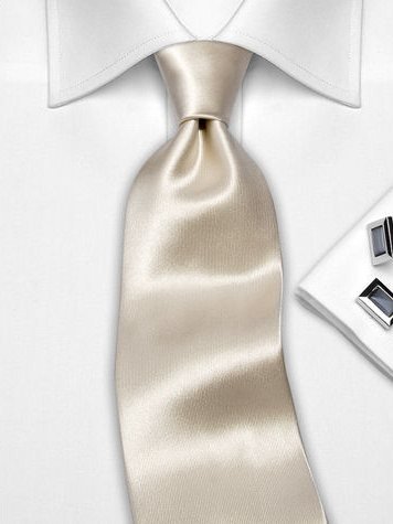 Silk tie cream solid, article 1345