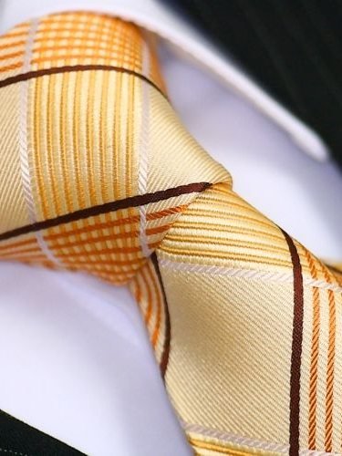 Silk tie yellow with grid pattern, article 1504, view 2