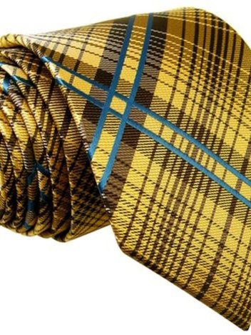 Silk tie yellow with grid pattern, article 1672, view 2