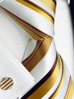 Seidenkrawatte gold mit Streifenmuster, Artikel 951