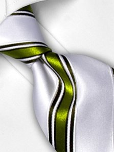 Silk tie green striped, article 1375, view 3
