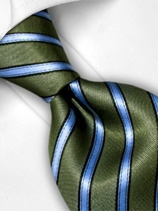 Silk tie green striped, article 1454, view 2