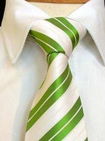 Silk tie green striped, article 411, view 2