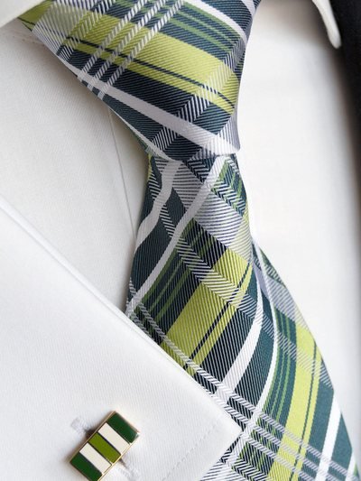 Silk tie green with grid pattern, article 1758, view 2