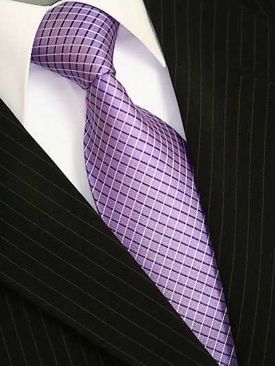 Silk tie purple with grid pattern, article 1423, view 2