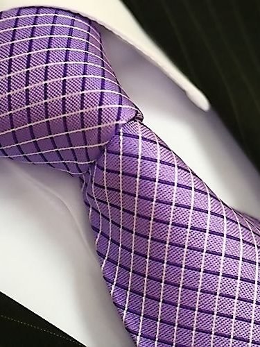 Silk tie purple with grid pattern, article 1423, view 3