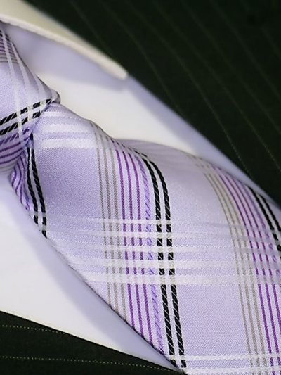 Silk tie purple with grid pattern, article 1554, view 2