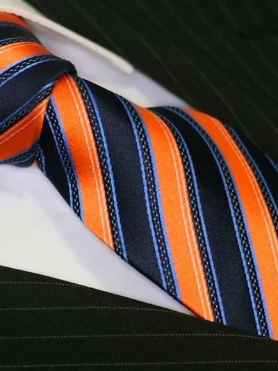 Seidenkrawatte orange mit Streifenmuster, Artikel 1555