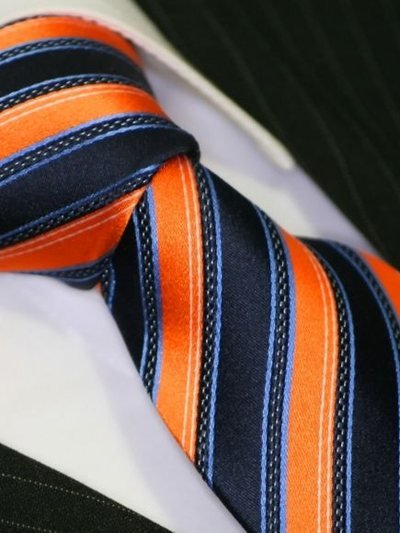 Silk tie orange striped, article 1555, view 2