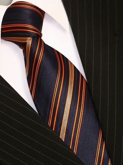 Silk tie orange striped, article 1626, view 2