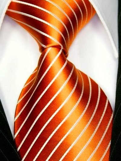 Seidenkrawatte orange mit Streifenmuster, Artikel 968