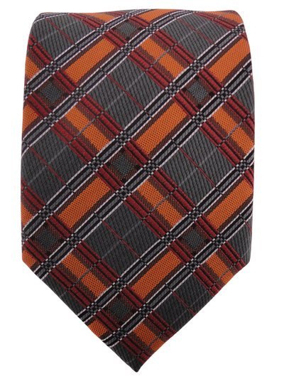 Silk tie orange with grid pattern, article 1526, view 3