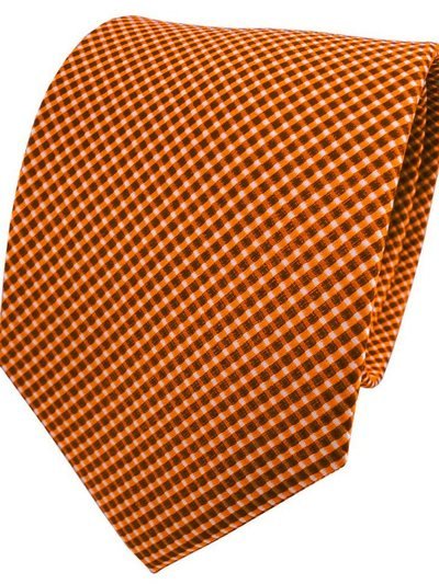 Silk tie orange with grid pattern, article 1611, view 2