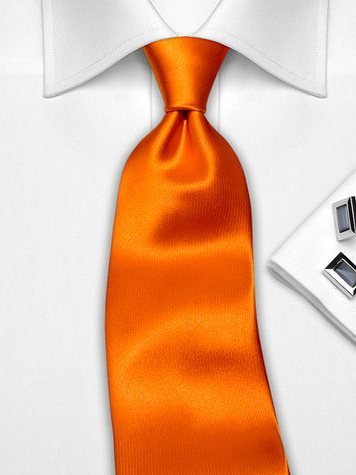 Silk tie orange solid, article 1349