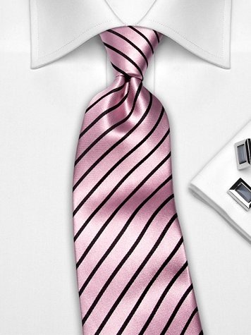 Seidenkrawatte pink mit Streifenmuster, Artikel 1333