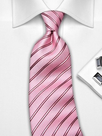 Seidenkrawatte pink mit Streifenmuster, Artikel 1340
