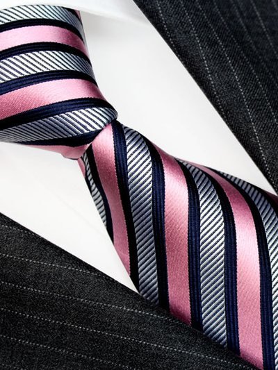 Seidenkrawatte pink mit Streifenmuster, Artikel 1510