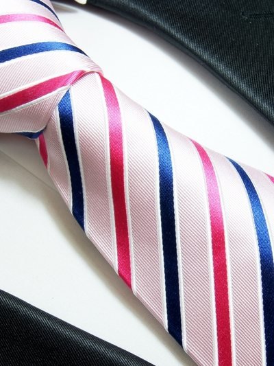 Seidenkrawatte pink mit Streifenmuster, Artikel 1751