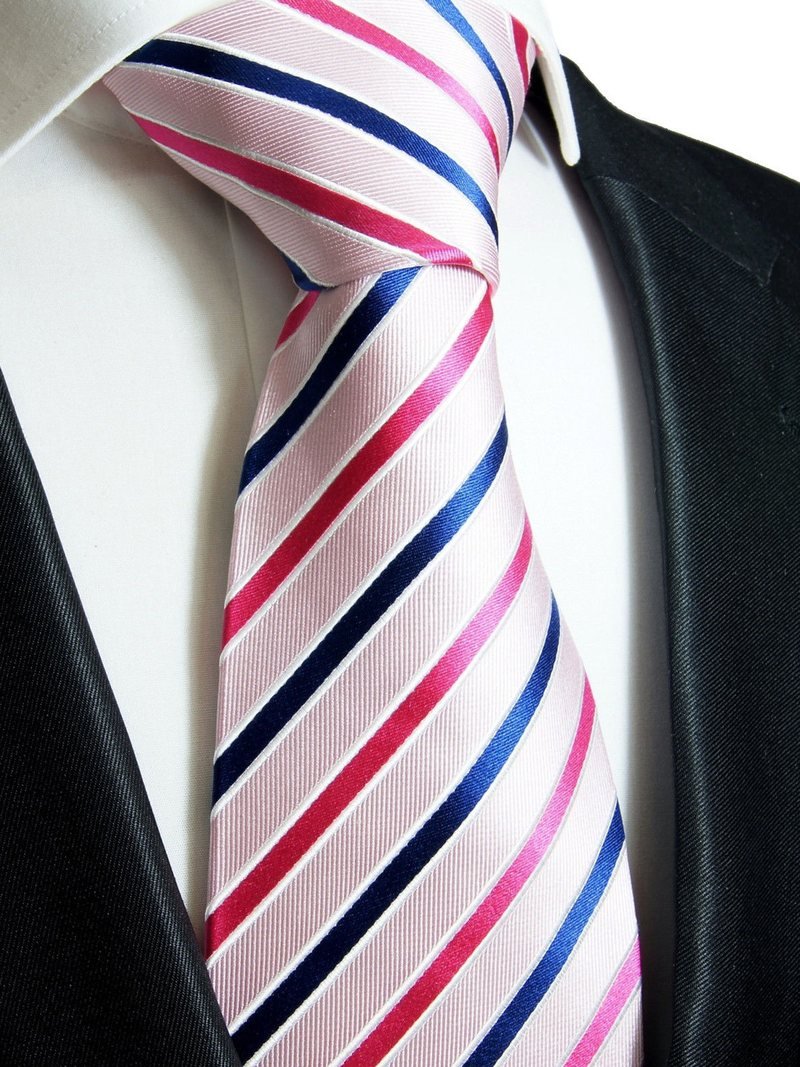 Silk tie pink striped, article 1751, view 2