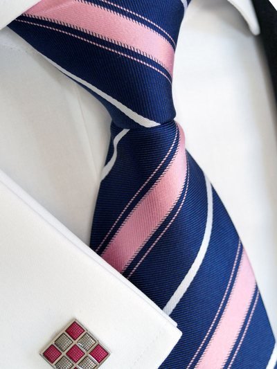 Seidenkrawatte pink mit Streifenmuster, Artikel 1754