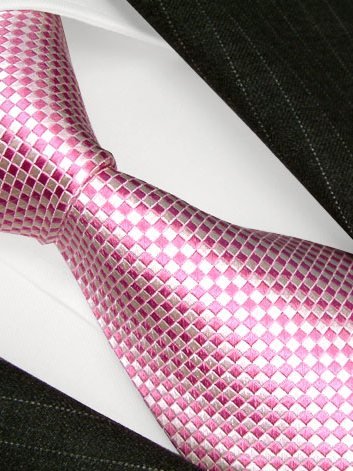 Seidenkrawatte pink mit Karomuster, Artikel 1073