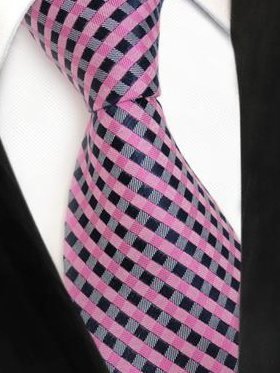Seidenkrawatte pink mit Karomuster, Artikel 1409