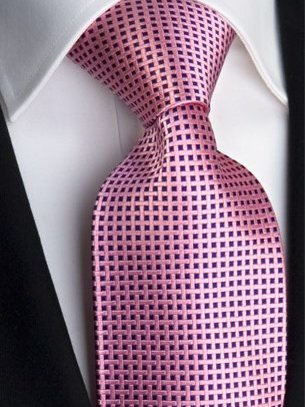 Seidenkrawatte pink mit Karomuster, Artikel 847