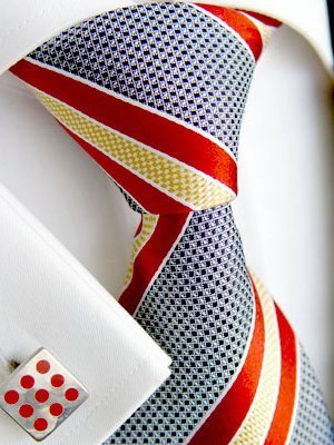 Silk tie red striped, article 1575