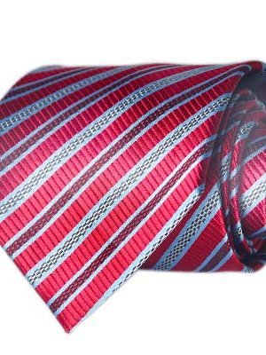 Silk tie red striped, article 845, view 3