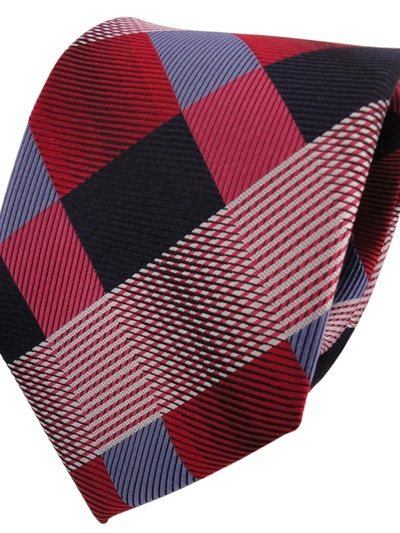 Silk tie red with grid pattern, article 1608, view 2