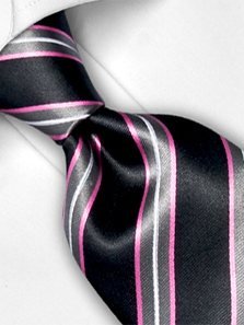 Silk tie black striped, article 1332, view 3
