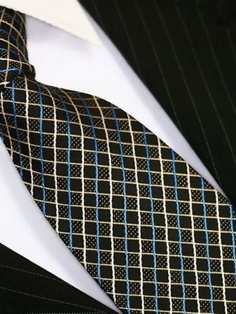 Silk tie black with grid pattern, article 1527, view 2