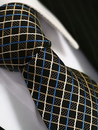 Silk tie black with grid pattern, article 1527, view 3