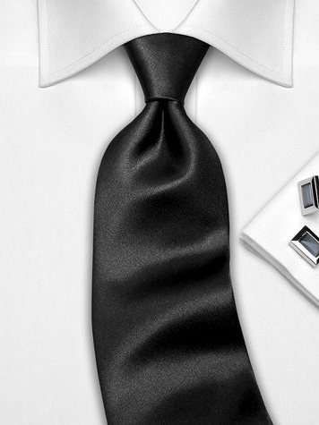 Silk tie black solid, article 1343