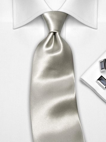 Silk tie silver solid, article 1302
