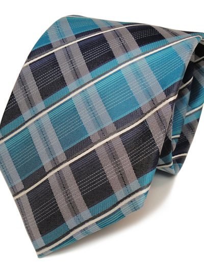 Silk tie turquoise with grid pattern, article 1453, view 2