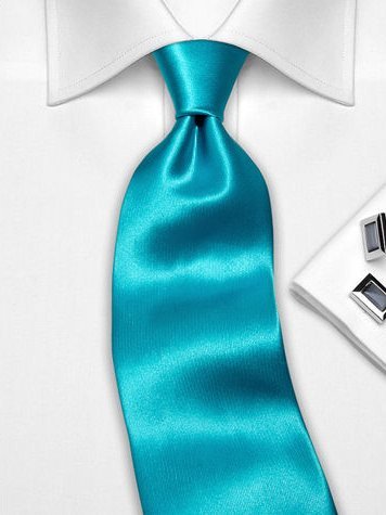 Silk tie turquoise solid, article 1350