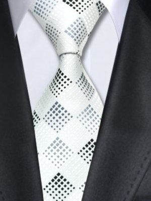 Silk tie white patterned, article 1658, view 2
