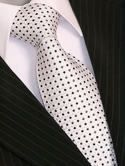 Silk tie white dotted, article 1420, view 2